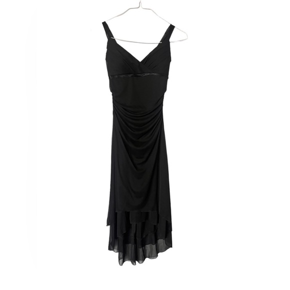 Ruby Rox Long Black Sleeveless Dress Tiered Cascade Hem Size Small - Picture 11 of 12
